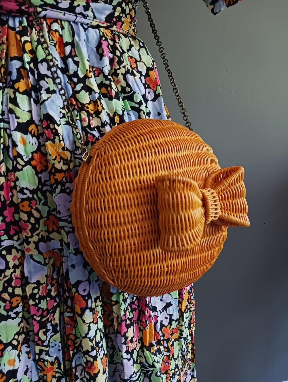 Serpui Round-bow Wicker Crossbody Bag, Used In Very Good Condition